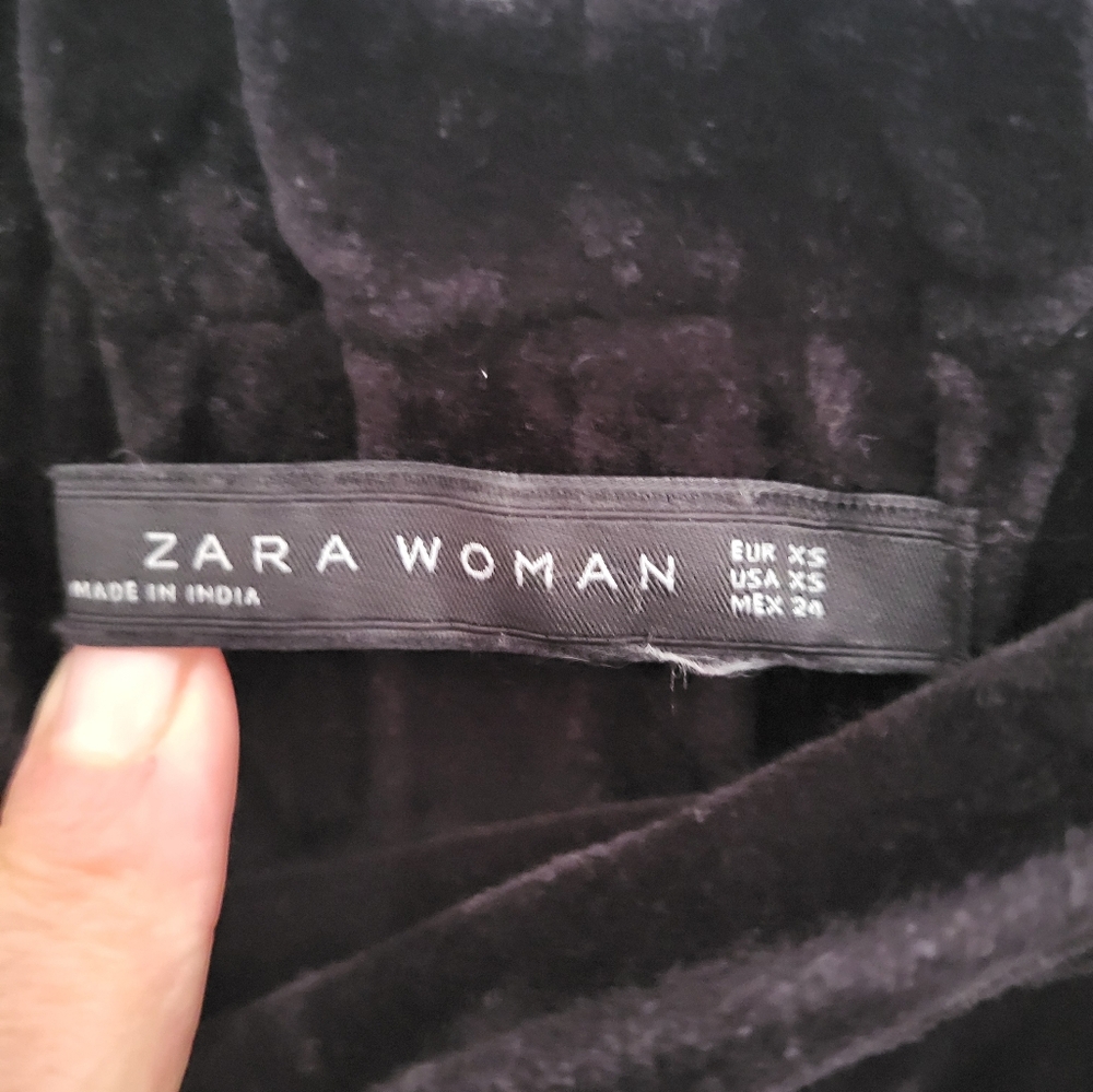Zara Woman Size XS Embroidered Skort Wrap Shorts Black Velvet Face Whimsical - Picture 11 of 14